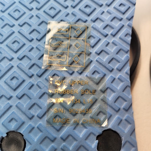 Tory Burch Flip Flops Blue Red Crab Print Gold Tone Logo Size 9 New Without Tags - Picture 7 of 10